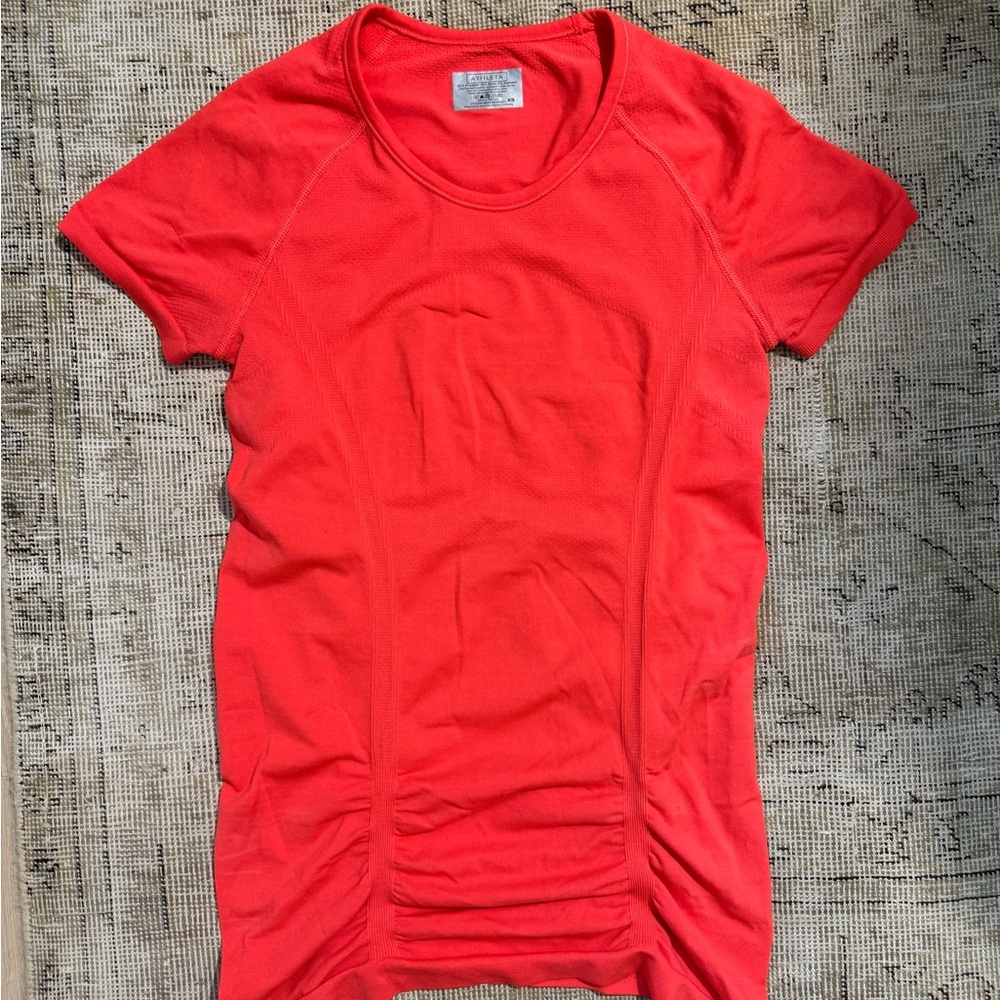 Athleta Vibrant Red-Orange Short Sleeve Tee